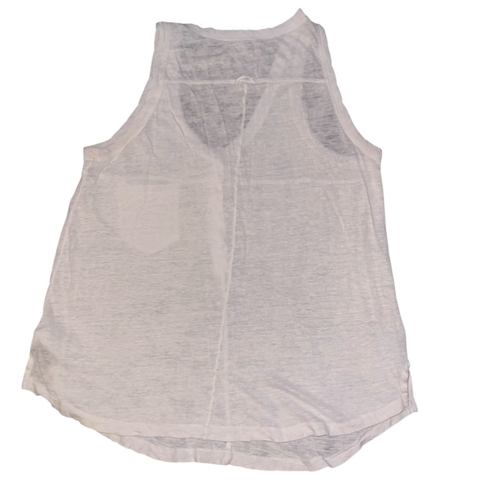 EUC Free People White Linen Cotton Sleeveless Henley Tank Top Small - Picture 5 of 8